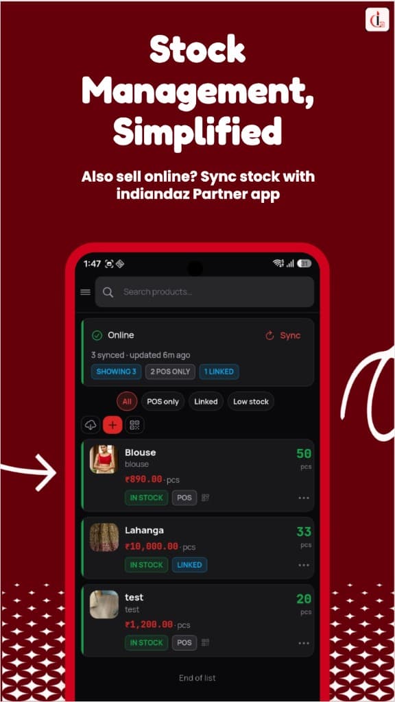Counter stock list with in-stock counts and POS or linked tags